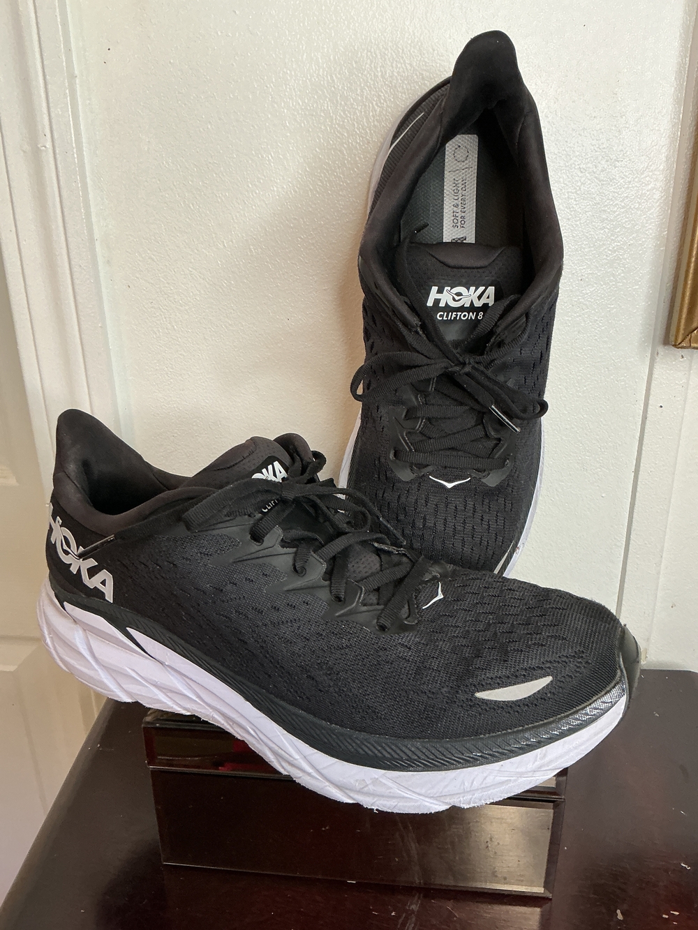 HOKA Clifton Athletic Men's Shoes Black & White US 11